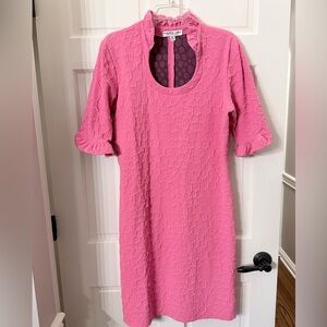 Chic Pink Textured Midi Dress